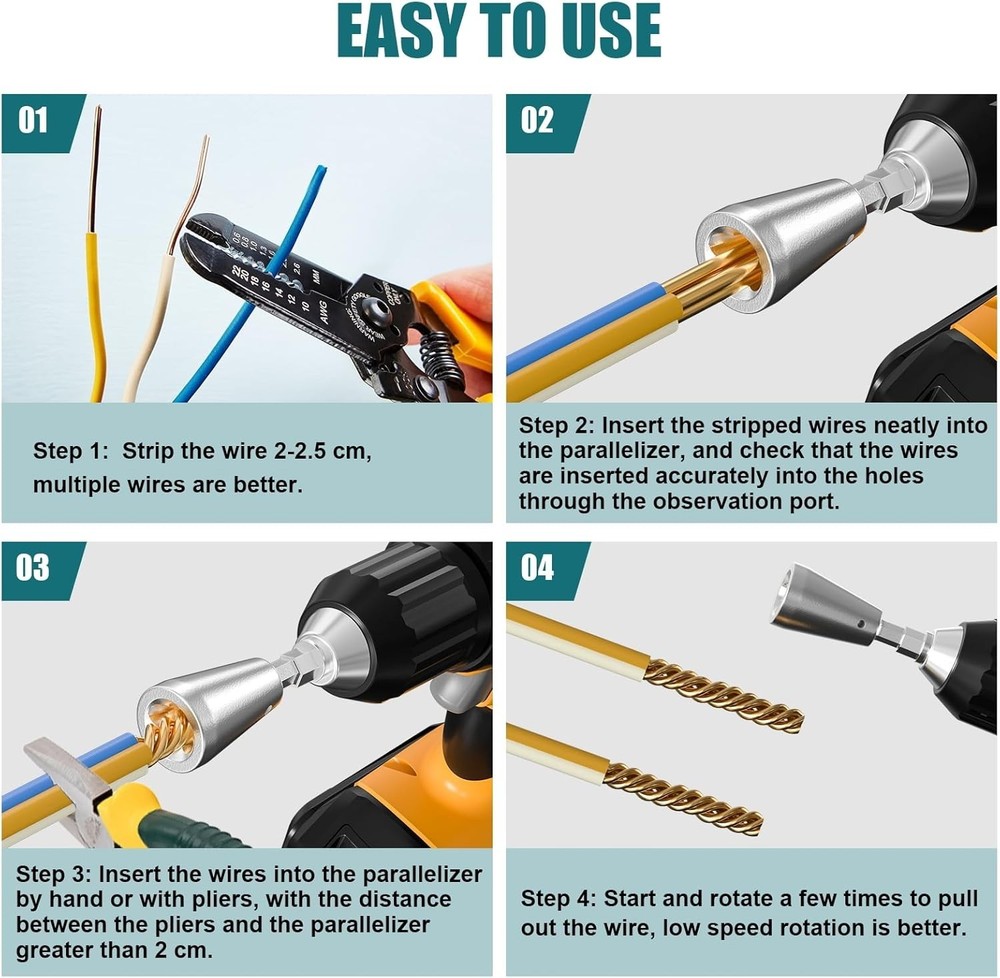 High Efficiency Compact Wire Twisting Tool for Electric Drills – 2 Pack