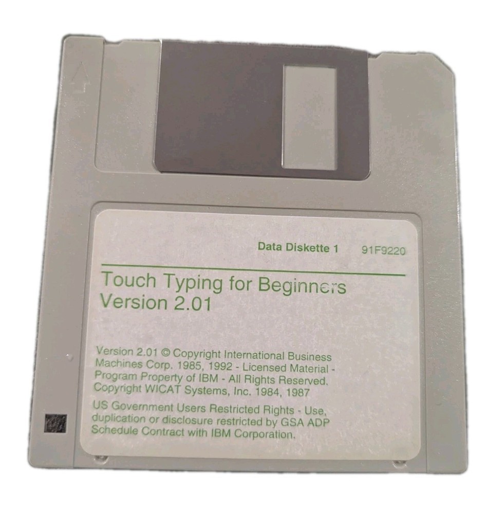 Touch Typing For Beginners Version 2.01  3.5 Floppy IBM 1985