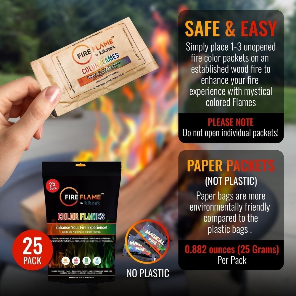 FireFlame Fire Color Changing Packets - Magic Color Fire Flames - 60 Pack