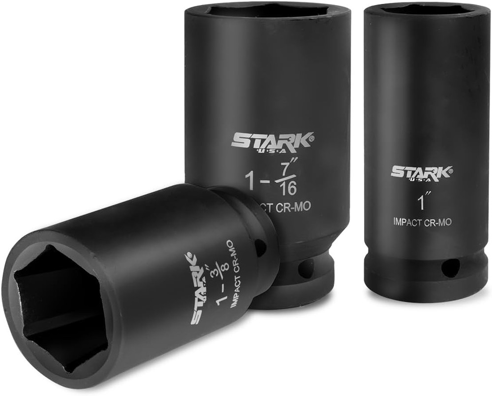 9Pc 3/4" Drive Deep Impact Cr-V Socket Set SAE Heat Treated 6-Point Flank Socket