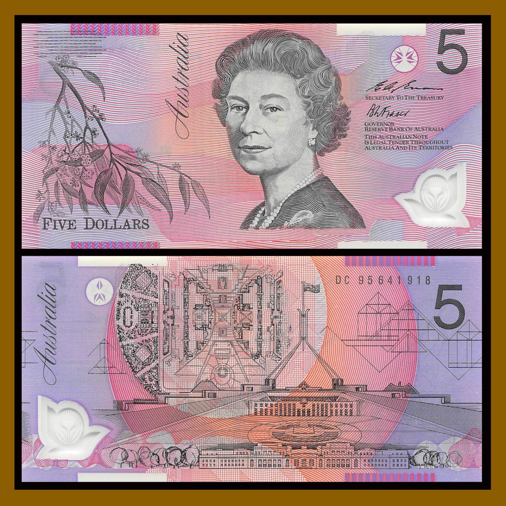 Australia 5 Dollars, 1995 P-51a Polymer Unc
