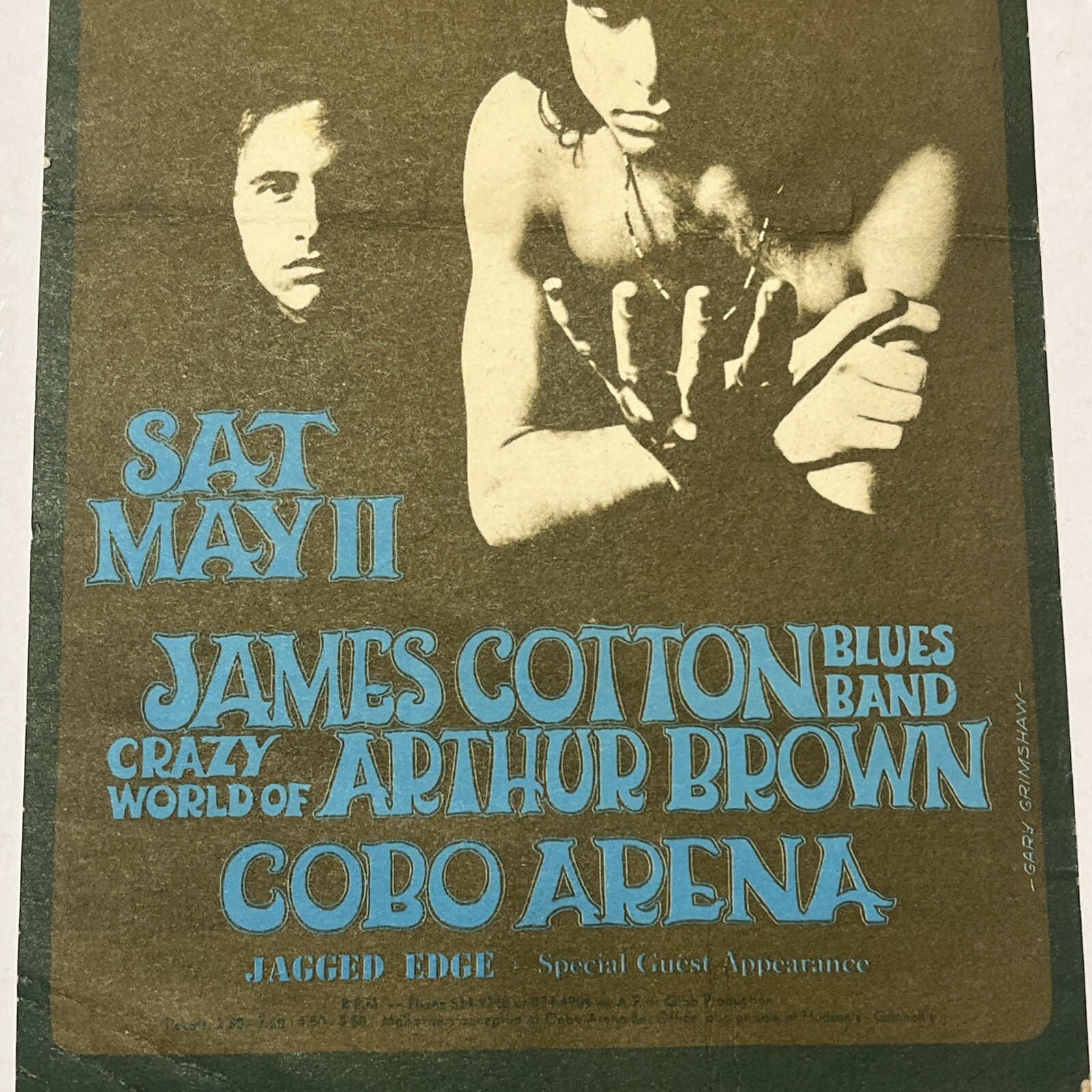 Original Vintage Handbill/Postcard Grande Cobo Arena Doors Arthur Brown & More