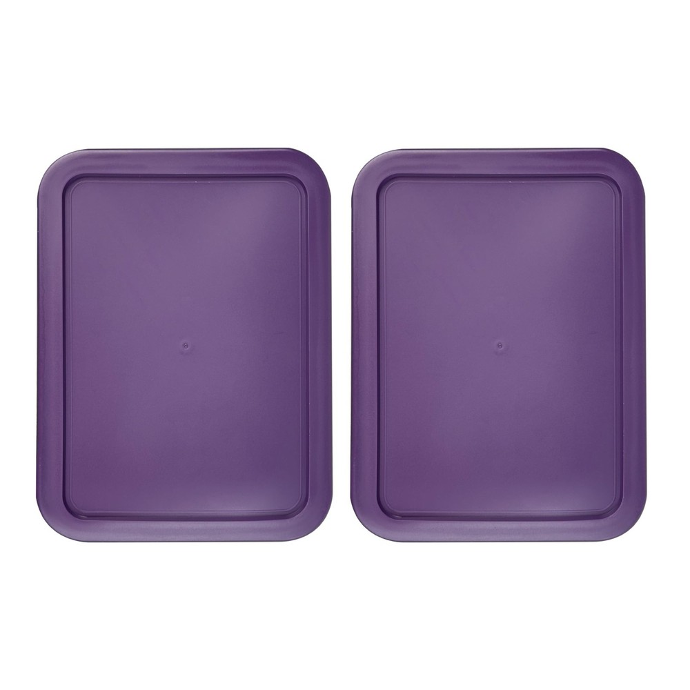 Replacement Lids for Pyrex 7212-PC 11-Cup Rectangle Purple 8" x 9.75" 2-Pack