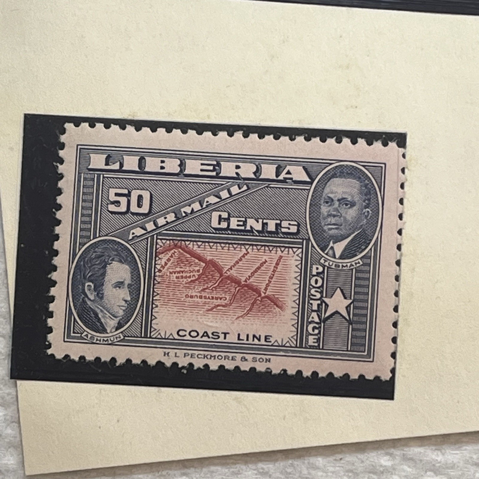 Postage Stamps Liberia 25,50 cents "Inverted Center" 1952 Airmail Map series