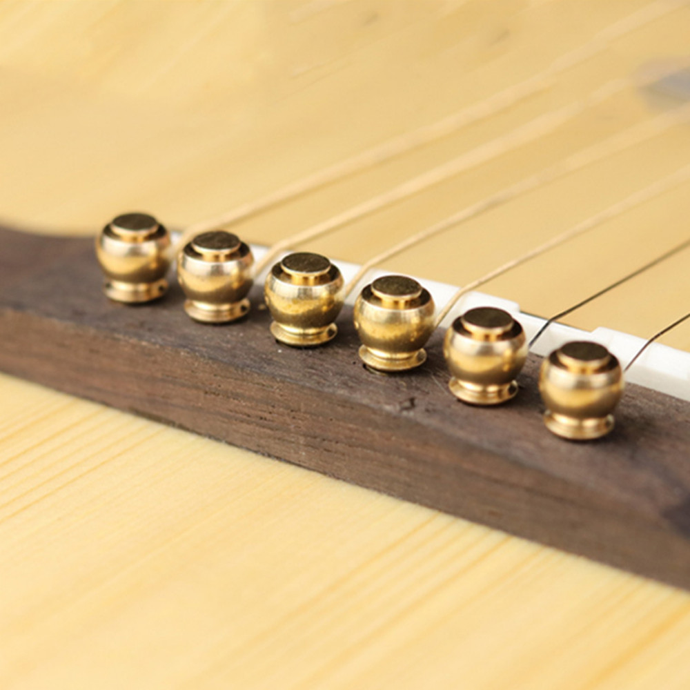 6x Acoustic Guitar Brass Bridge Fixed Pins Cone String Dot Solid String Nails