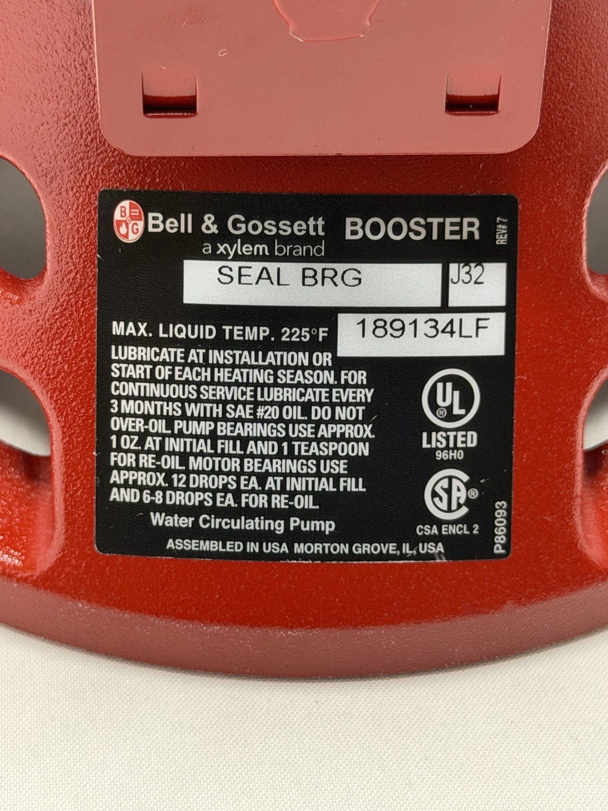 Bell & Gossett 189134LF Bearing Assembly Series 100 with Impeller