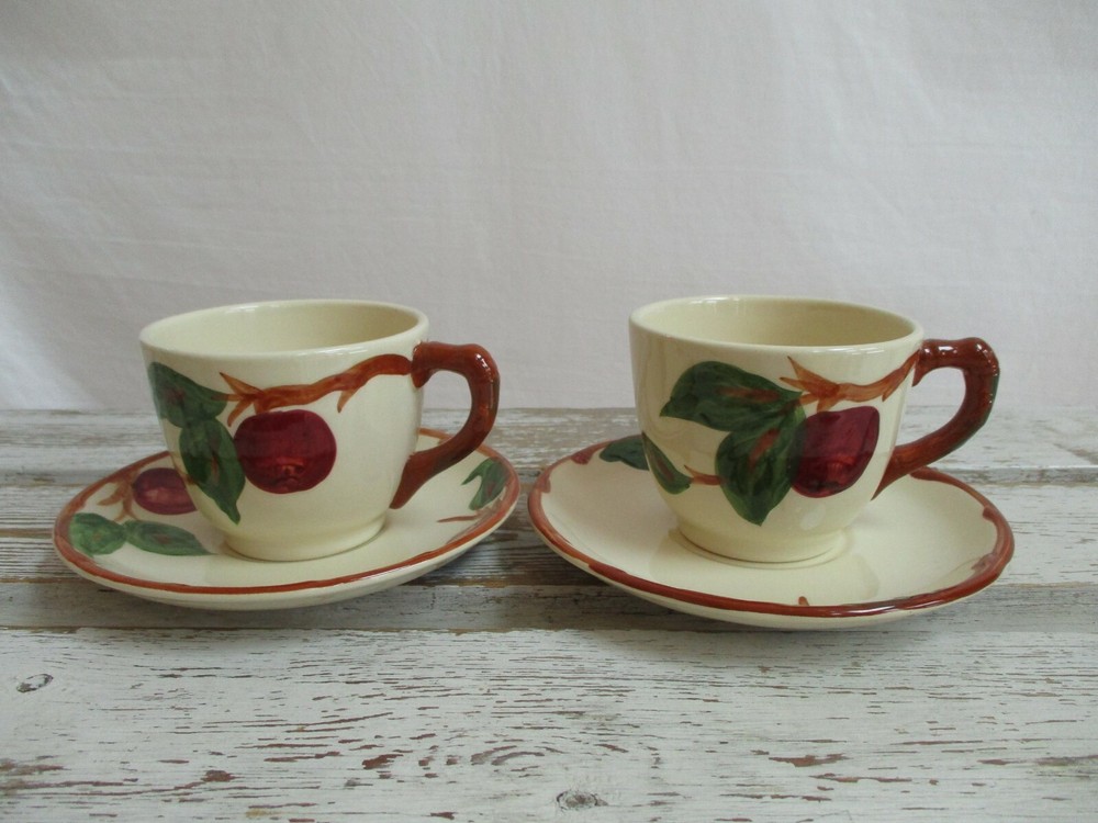 (2) Franciscan USA Cups And Saucers Apple Pattern