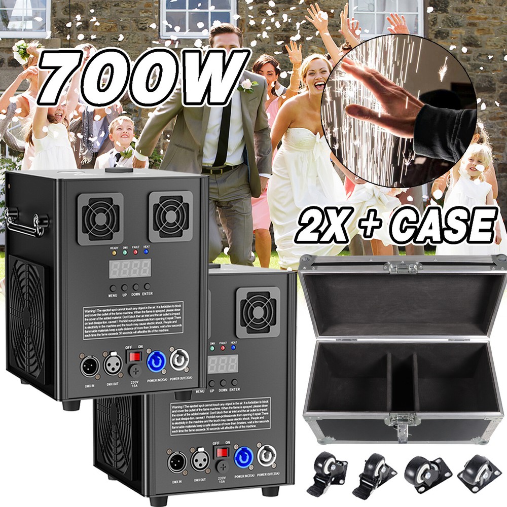 2PCS 700W Cold Spark Firework Machine Stage Effect Wedding DJ Party DMX &Case