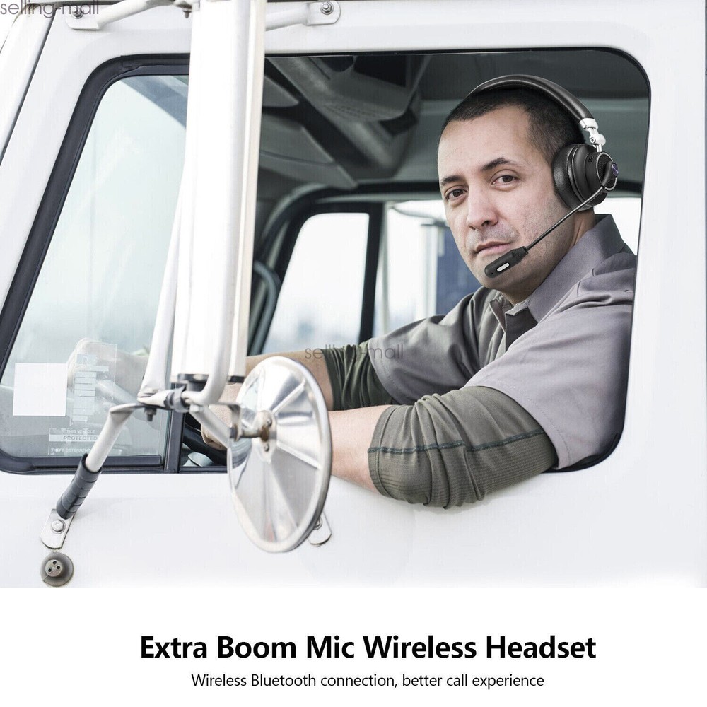 Wireless OfficeTrucker Bluetooth Over Head Headset Noise Cancelling w/Mute Mic