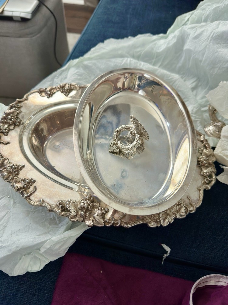 Early 20th Century E G Webster & Son Silver Plate Ornate Lidded Serving Dish