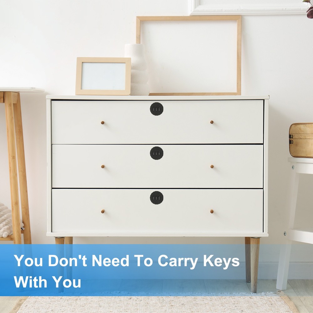 3/4 Inch Combination Cam Lock, Password Coded Cabinet Lock, Black