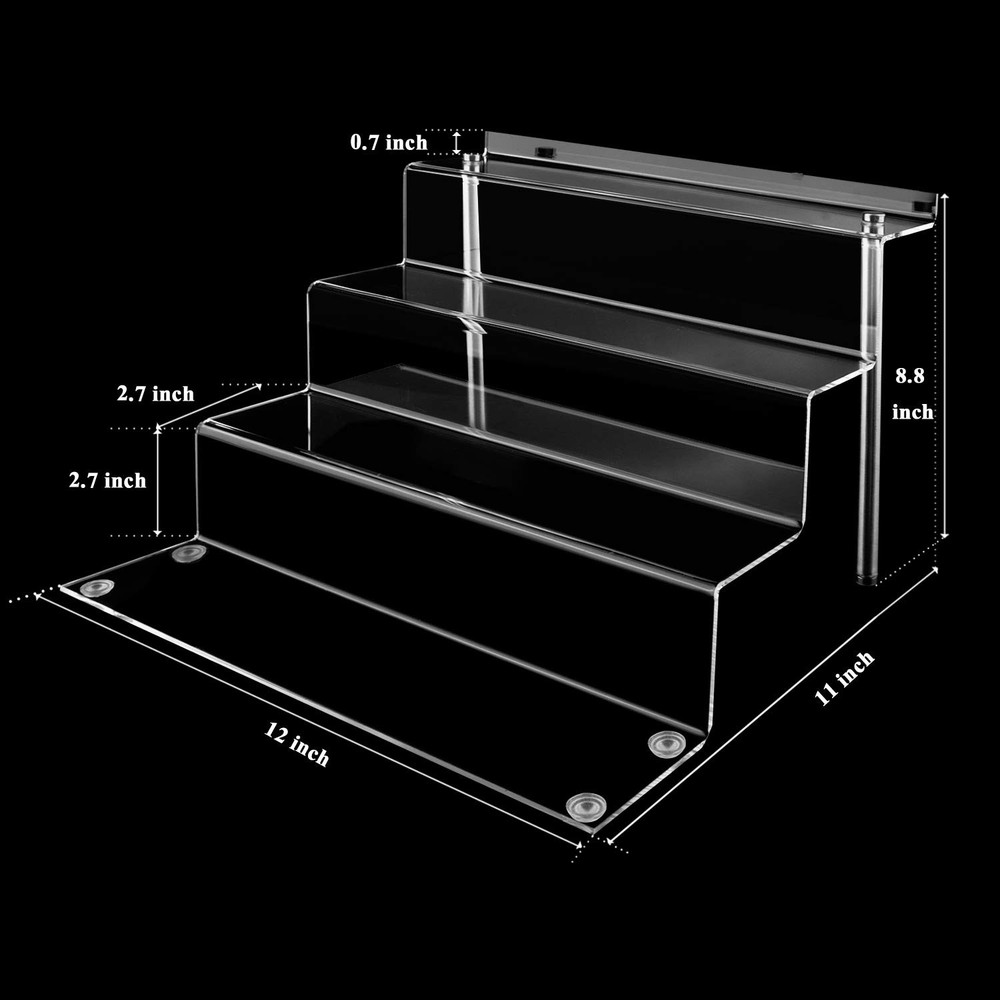 Acrylic Display Risers Shelf for Pops Figures, Clear 4-Step Display Stand for...