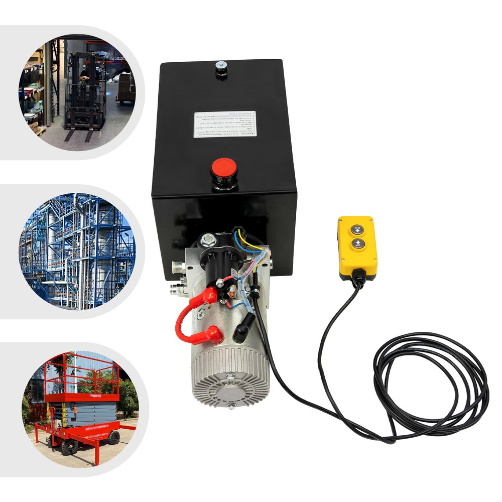 15qt Single Acting Hydraulic Pump 12V DC Dump Trailer Power Unit & Wired Control