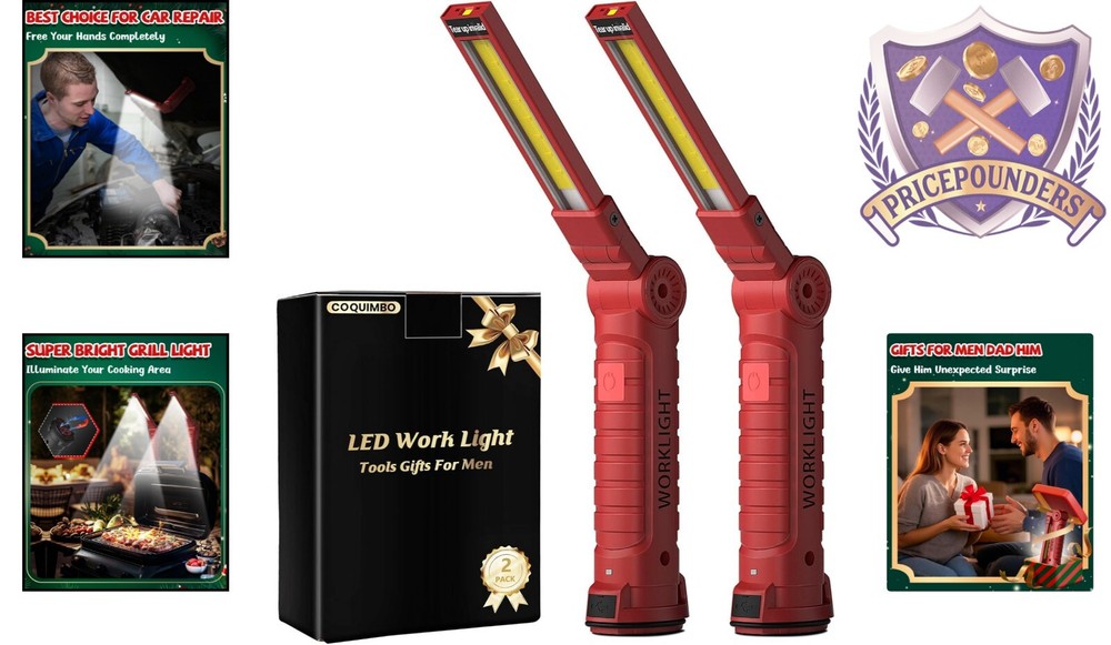 Sturdy Rechargeable Work Light with Magnetic Base - 2 Pack for Special Occasions