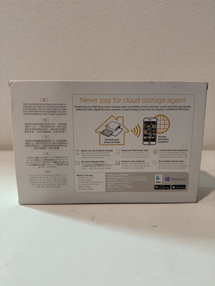 Kwilt Go Kwilt2 Personal Cloud Storage Hub - Open Box
