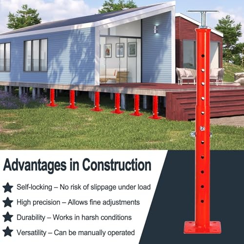 House Floor Jack, 17"-35" Adjustable Support Beam Basement Jack Post 2 Pack Red