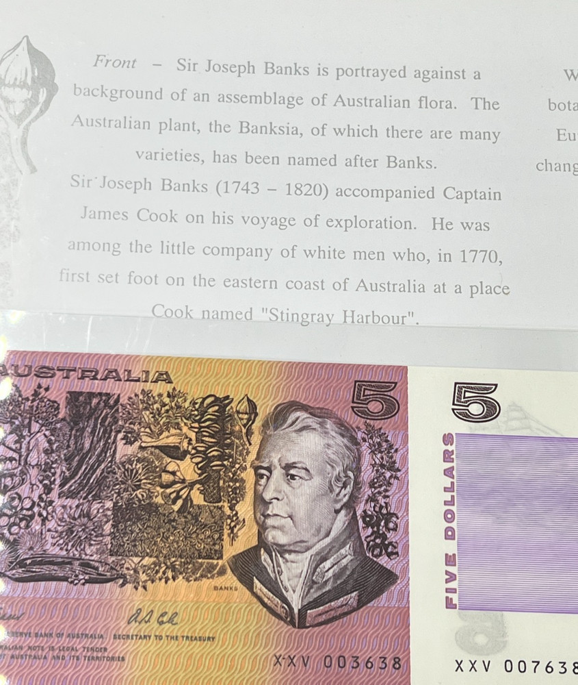 UNC 1992 $5 Note Pair RED XXV Overprint Commemorative Folder RARE Set