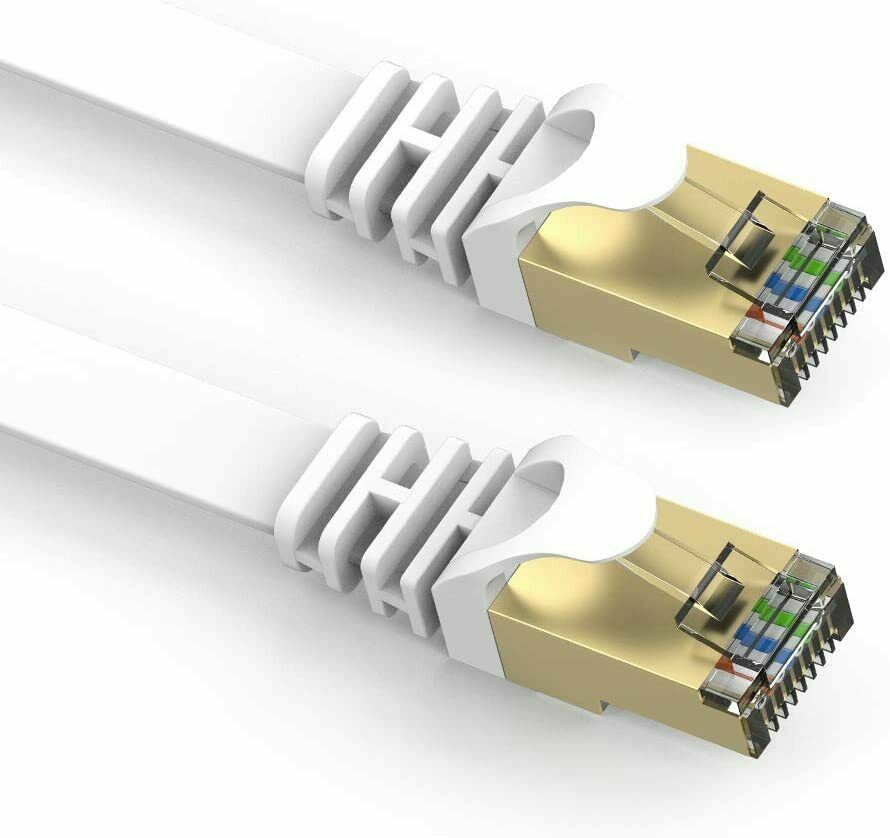 50FT CAT7 CAT 7 Flat Ethernet Cable LAN RJ45 Internet Router Patch Cord 50 Feet