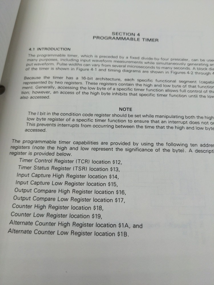 MOTOROLA MC68HC05C4 Semiconductor Chip Advance Information Reference Guide 1983