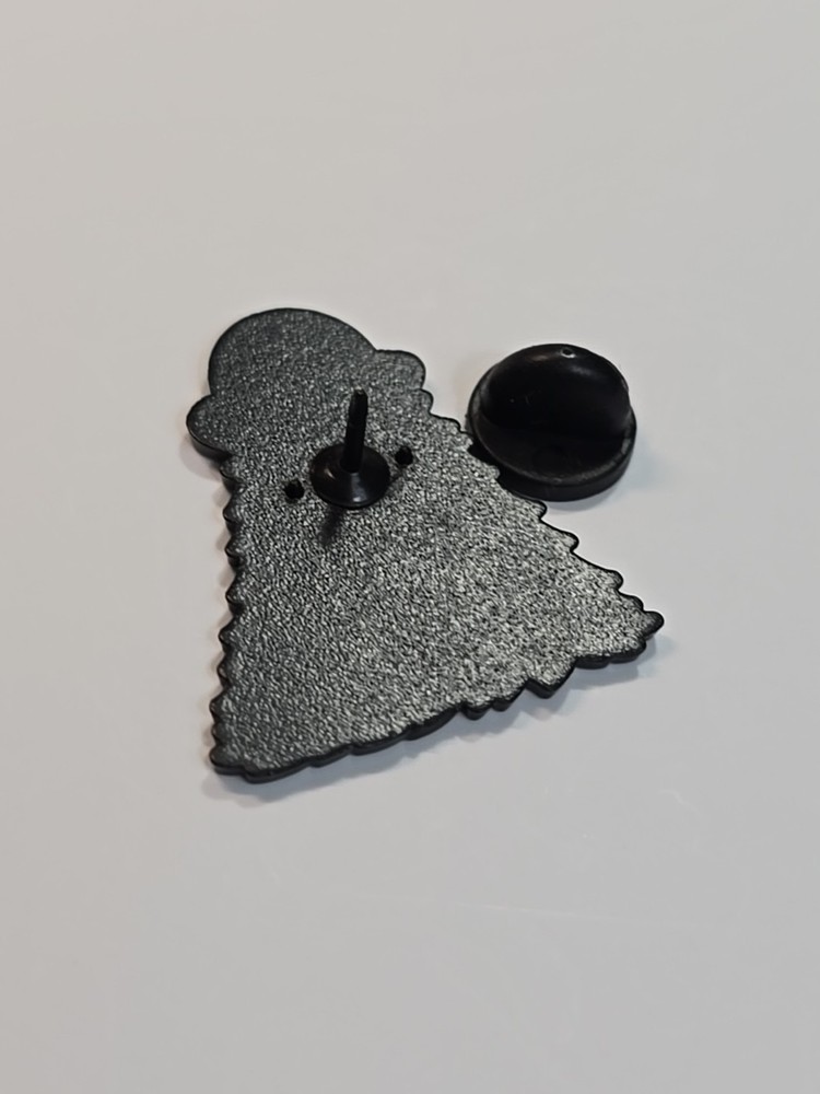 Ghost With Hat Cartoon Lapel Pin Black & White