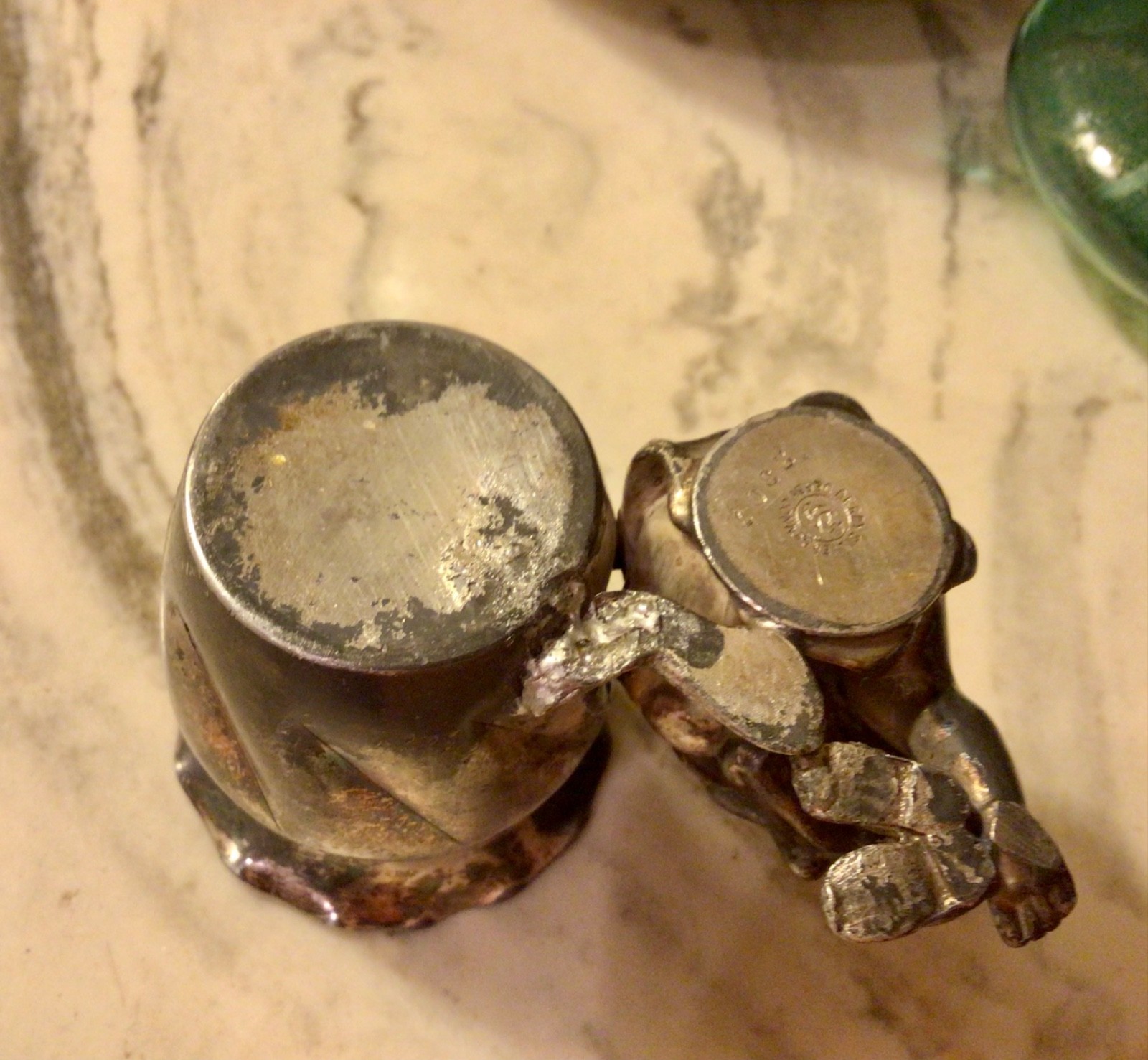 Antique DERBY SILVER Co Quadruple Plate Figural Cherub Toothpick/Match Holder