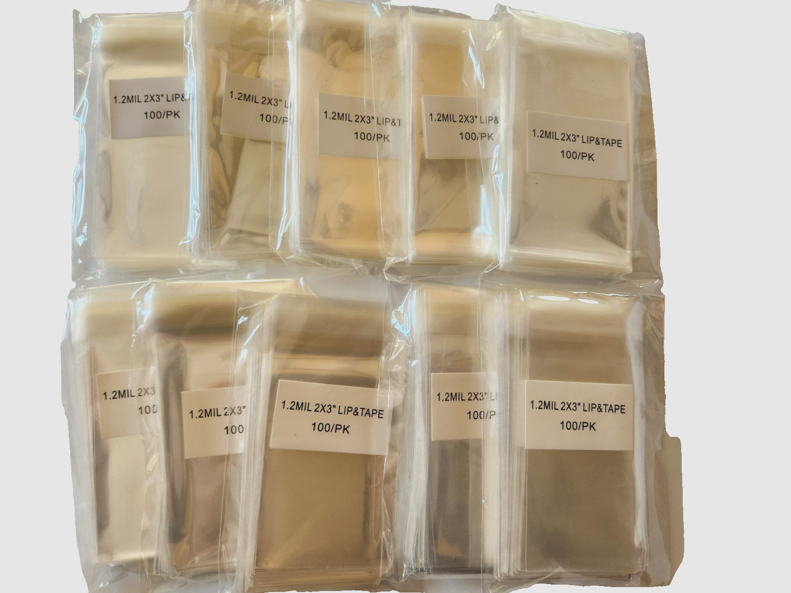 1000 2"x 3" Crystal Clear Resealable Poly Cello Cellophane Bags Sleeves 1.2 Mil