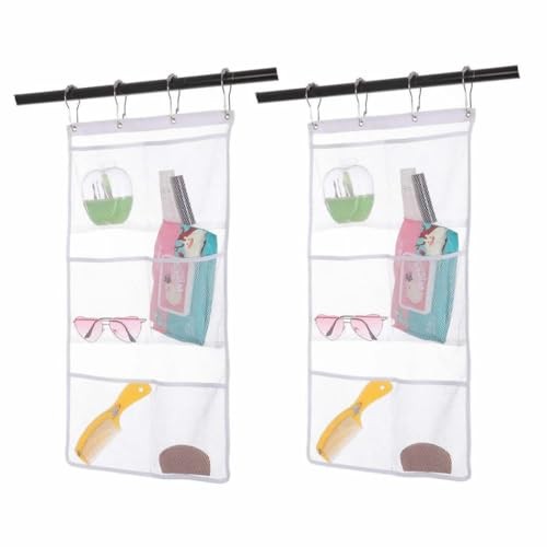 2 Pack Mesh Hanging Caddy Organizer with 6 Pockets, 2 Pack 6-Pocket Mesh