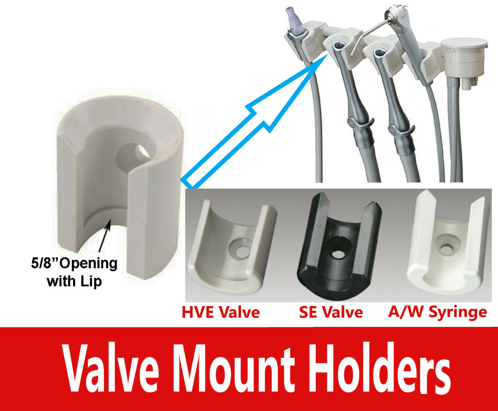 Dental Holder Assy, Standard For Handpieces, A/W syringes, Saliva Ejectors