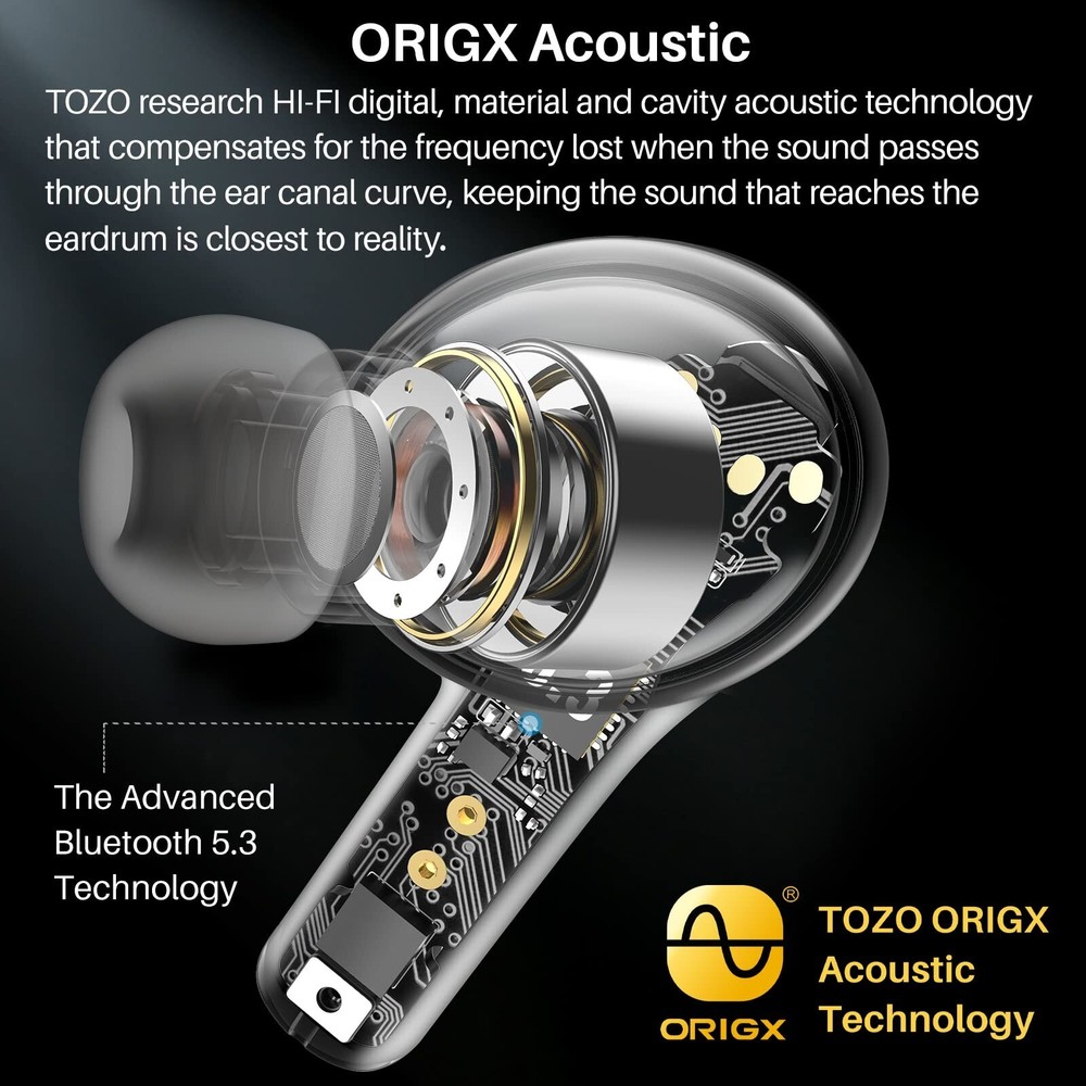 TOZO A2 Mini Wireless Earbuds Built-in Microphone, White (Renew)