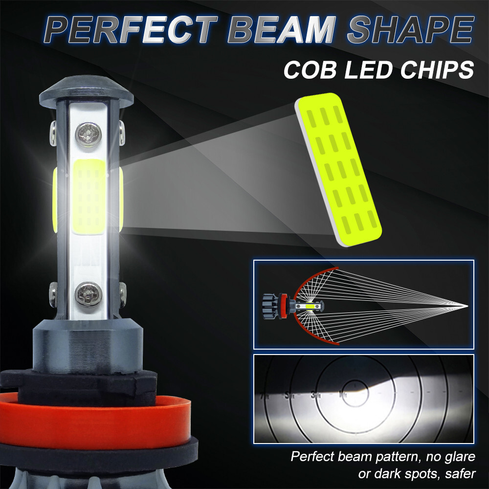 4-Sides H11 LED Headlight Kit Low Beam Bulb Super Bright 6500K White 1000000LM