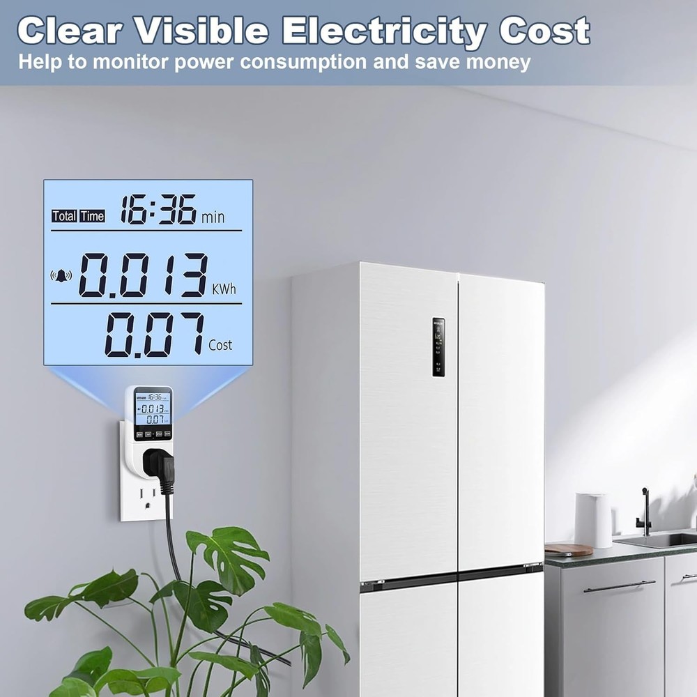 2 Pack Upgraded Watt Meter, Power Meter Plug Electricity Usage 2 Pack, White
