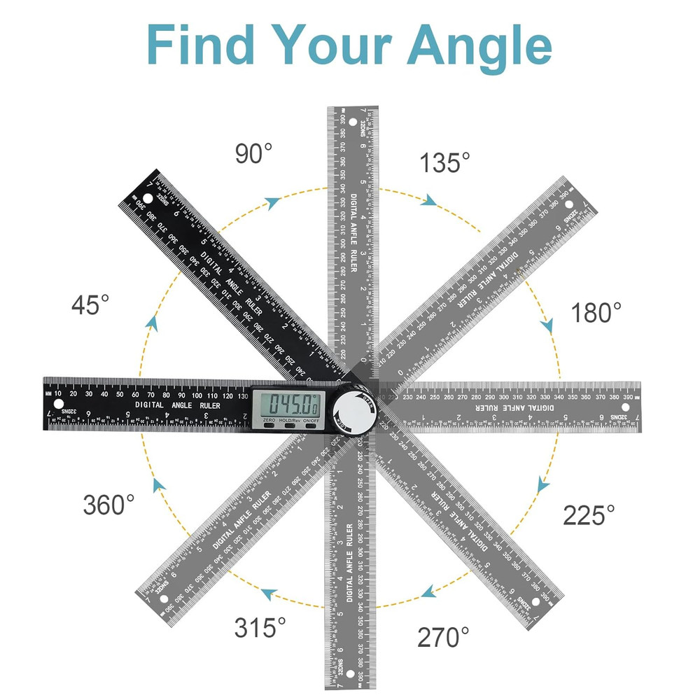 Digital Protractor Angle Finder - 7" Angle Ruler for Woodworking & Carpentry
