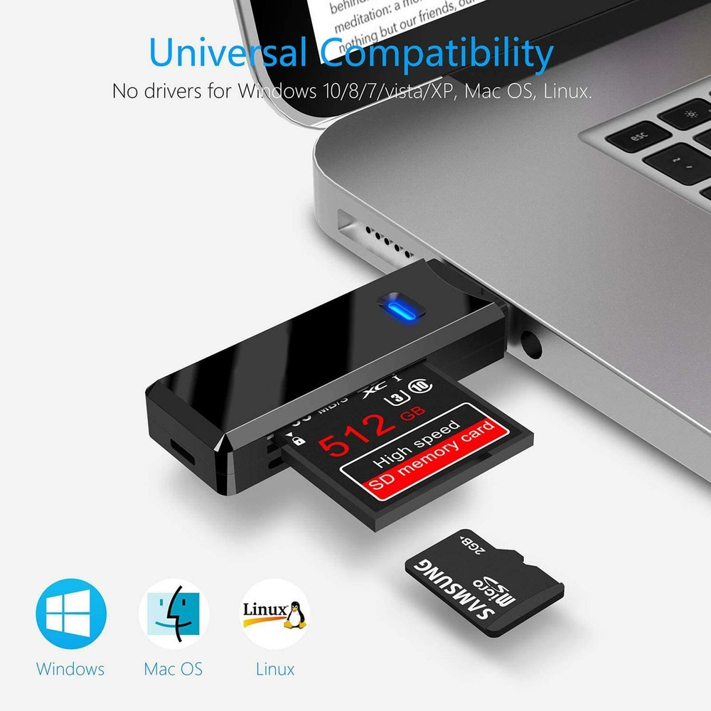 SD Card Reader USB 3.0 Micro SD SDHC SDXC MMC Laptop MacBook External Camera