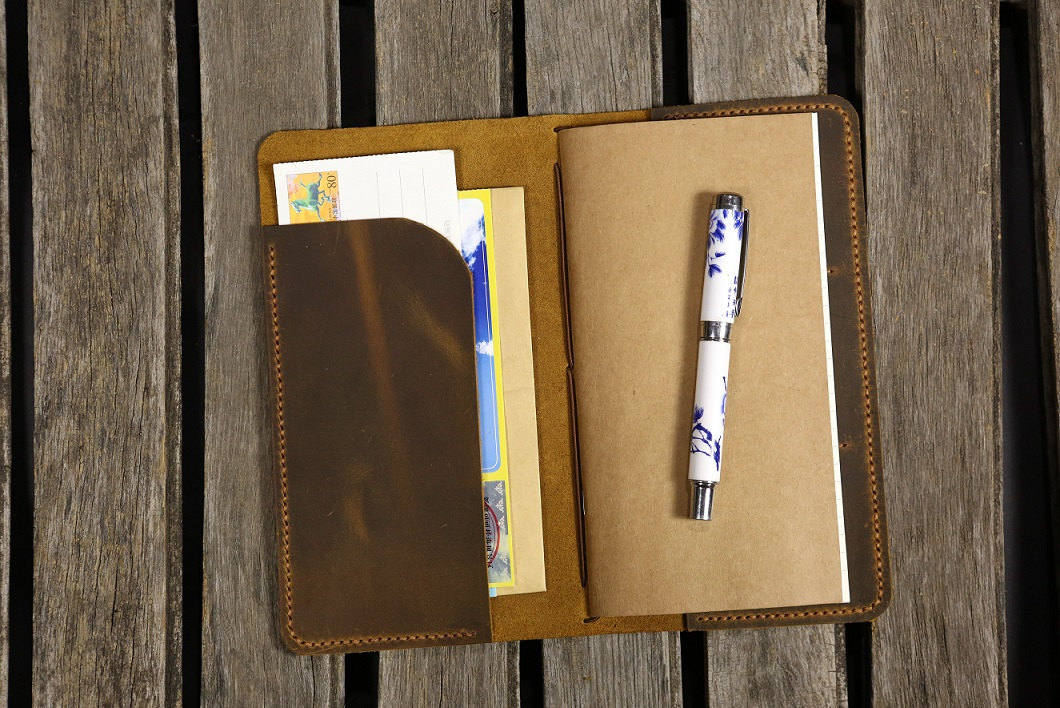 Personalized leather midori travelers notebook / midori style leather journal