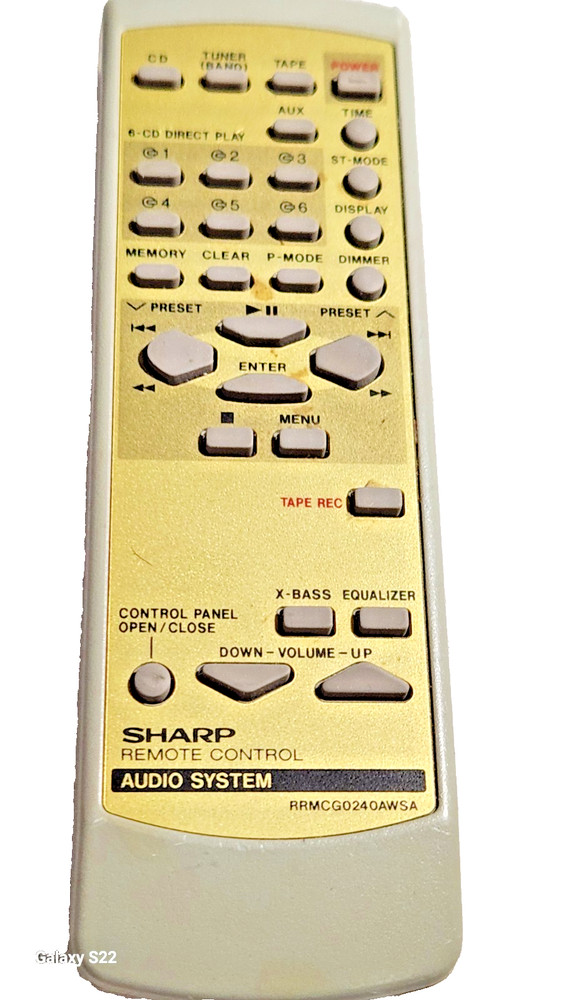 SHARP ORIGINAL REMOTE CONTROL OEM RRMCG0240AWSA USED IN VARIOUS AUDIO COMPONENTS