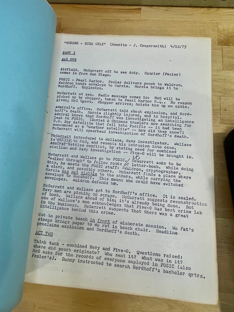 Hawaii Five-0 Script - Production Draft MURDER -- EYES ONLY Part I & II 1975