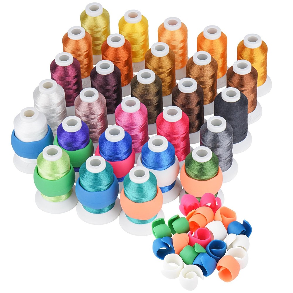 28 Assorted Colors Embroidery Machine Thread Kit 550Y Each Polyester Spools