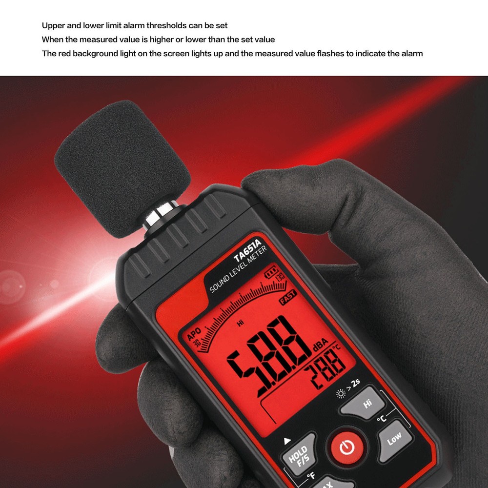 Sound Level Meter Sensitive Quick Response LCD Backlit Noise Tester Black