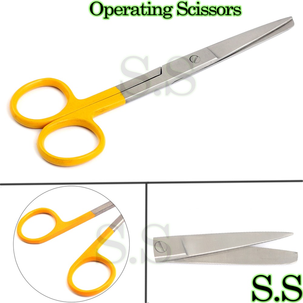 1 Yellow Operating Scissors 5.5 Straight Sharp Blunt Surgical Instrument