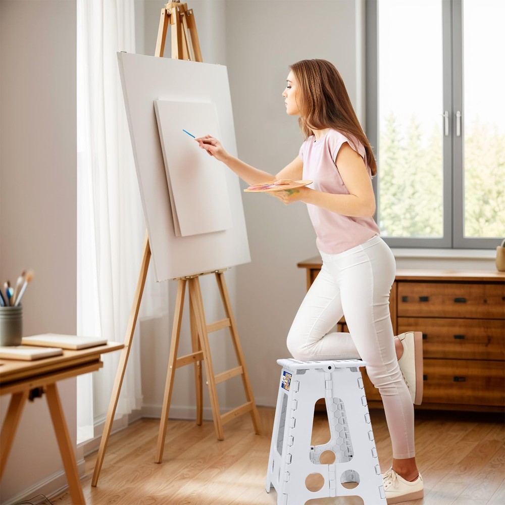 Folding Step Stool Foldable 16 Inch Stool 400 lbs CapacityPlastic Stools for ...