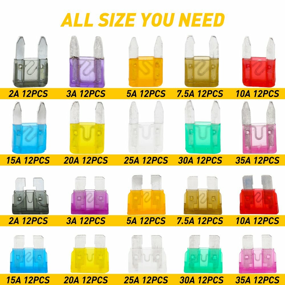 220 pc Car Fuse Assorted Auto Replacement fuses regular size blade ATC ATO ATM