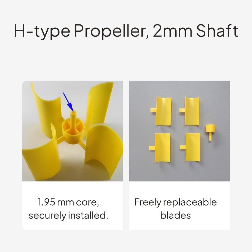 H-Type 4-Blade Vertical Wind Generator DIY Kit, Yellow Model