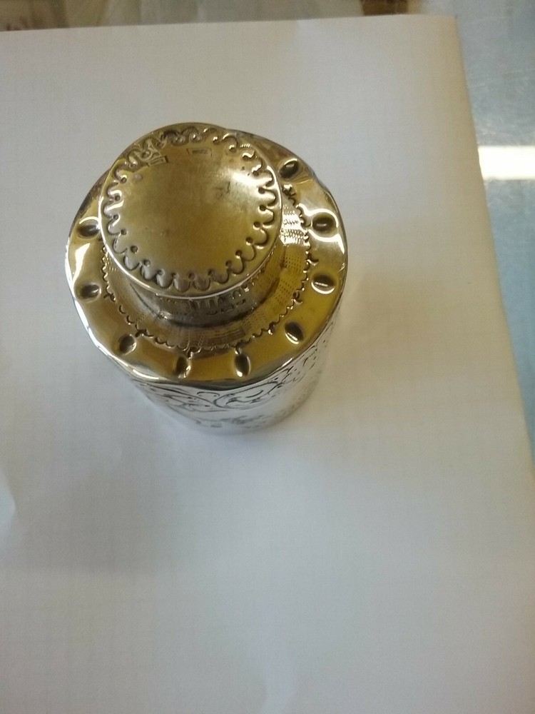 sterling silver ornate tea caddy