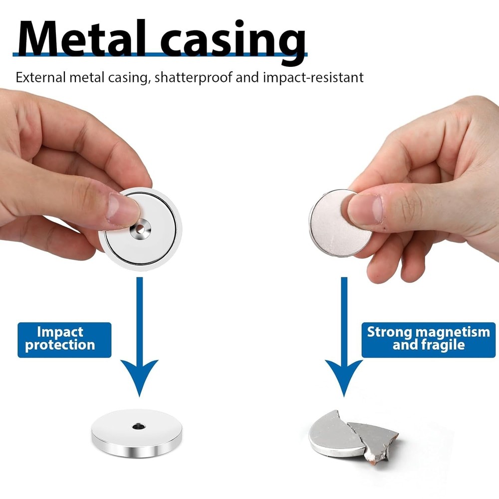 6-Pack Round Waterproof Neodymium Magnets with 150lb Pull Force – Versatile Use