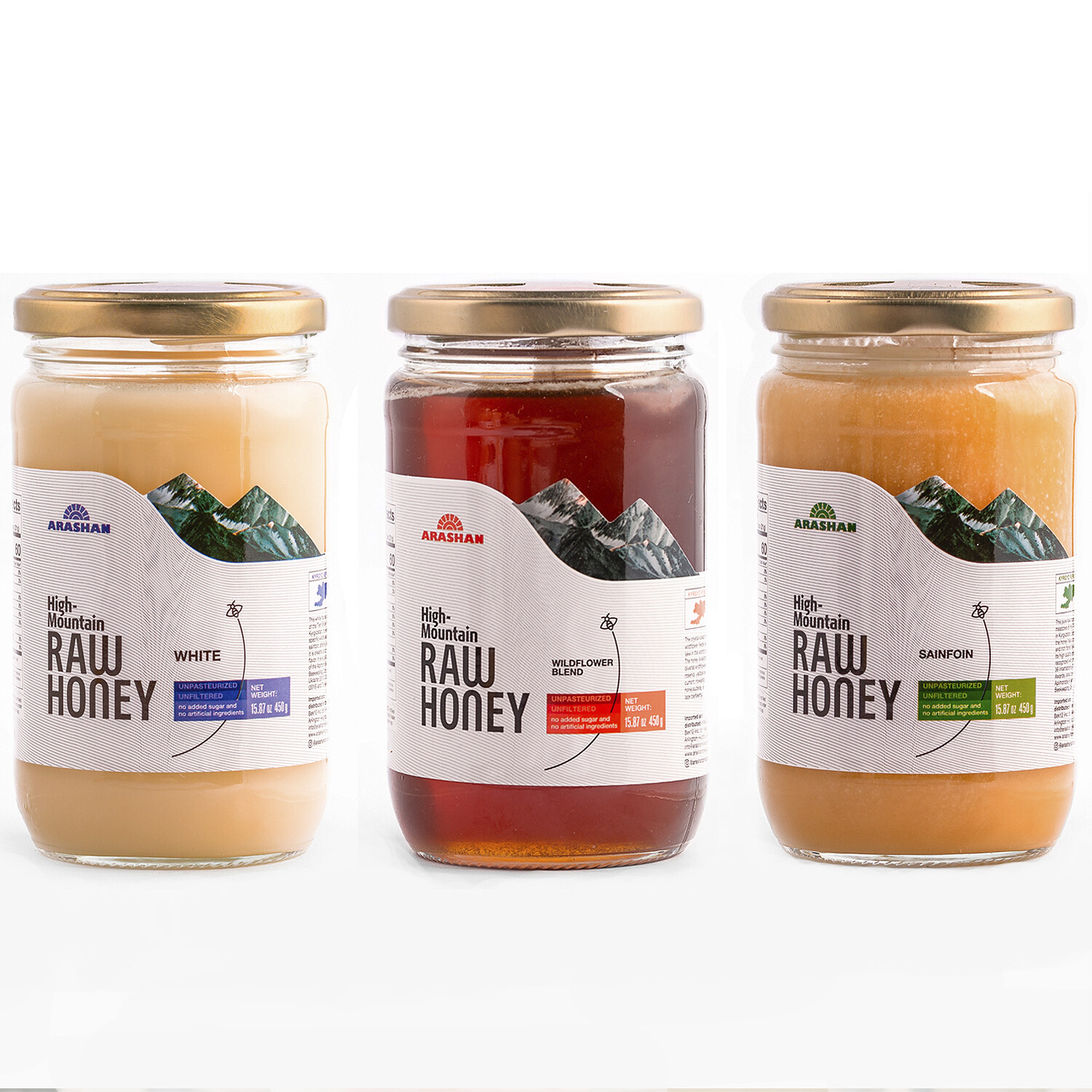 Sainfoin Raw Unfiltered Honey in Glass Jar, 15.87 Oz