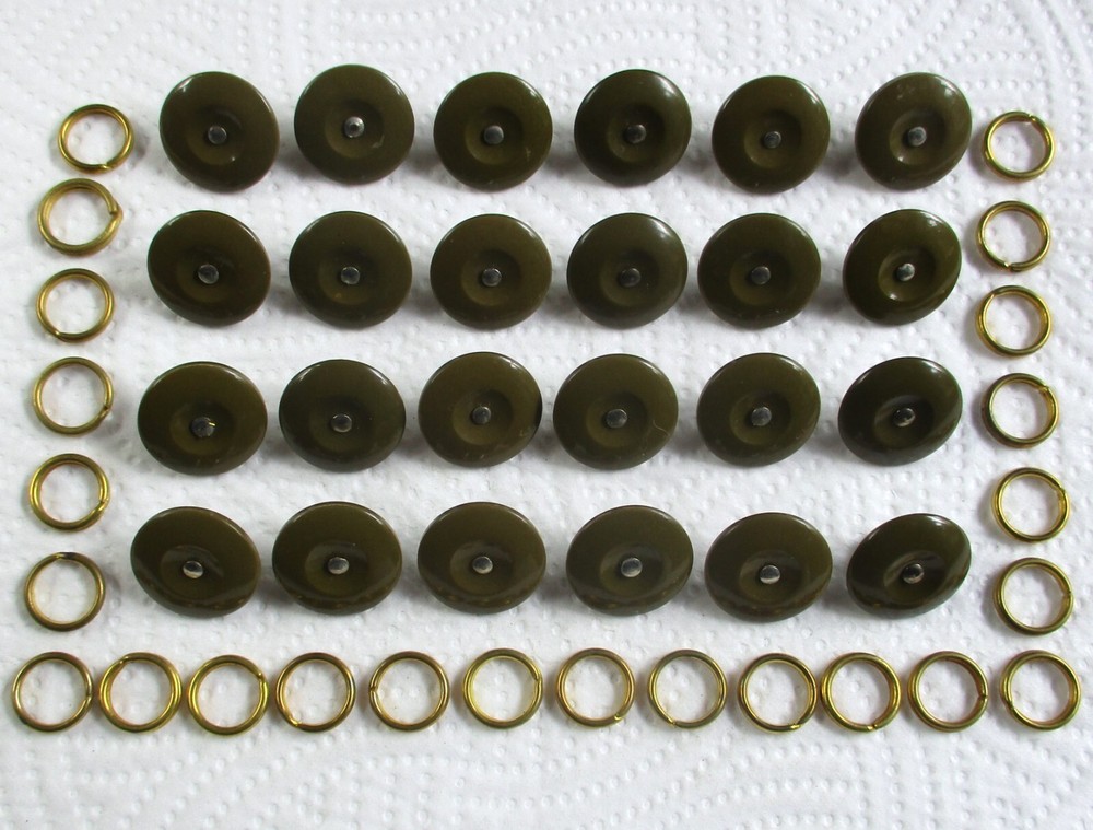 24x British Army:"DENIM BATTLEDRESS BLOUSE BUTTONS & RINGS" (19mm, BD, Overalls)