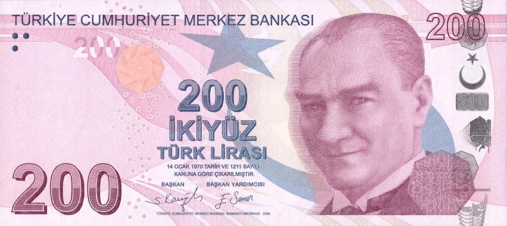 TURKEY 200 LIRA 2009 P-227e UNC