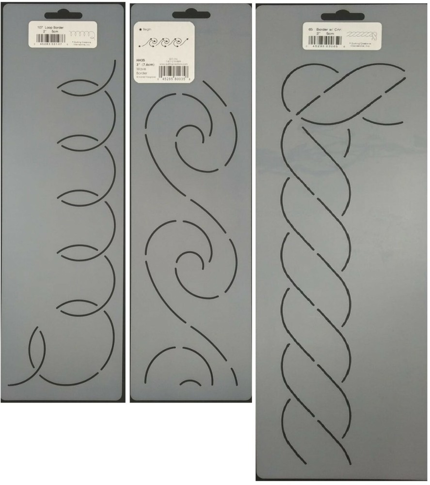3 Quilting Stencils Loop Wave Rope Border With Corner Quilt Patterns Templates