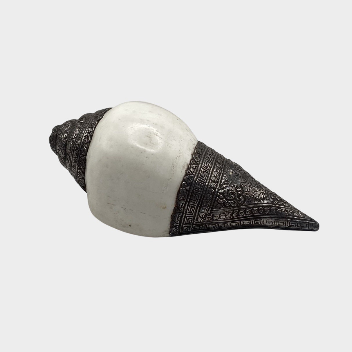 Antique Tibetan Buddhist Silver Conch Shell Ritual Shankha