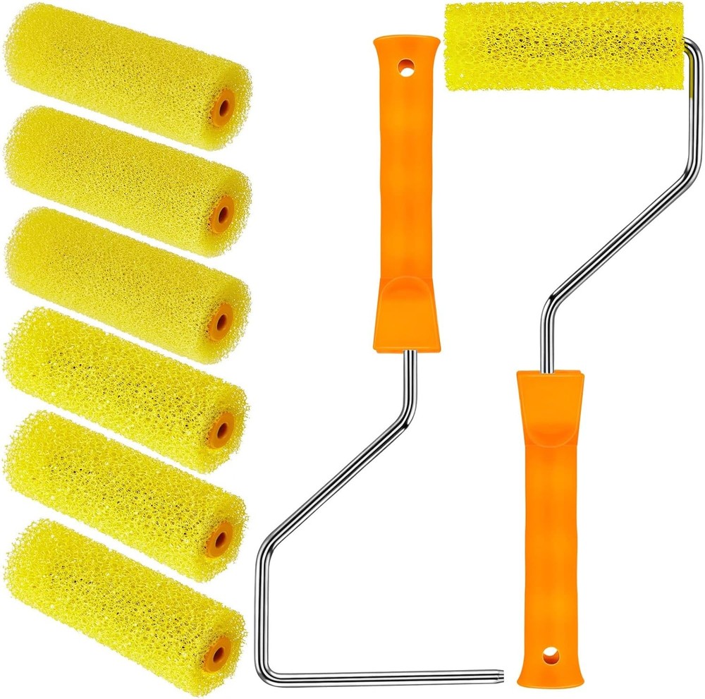 8 Pcs 4 Inch Paint Roller Textured Bed Liner RollerCovers and Paint Roller Frame